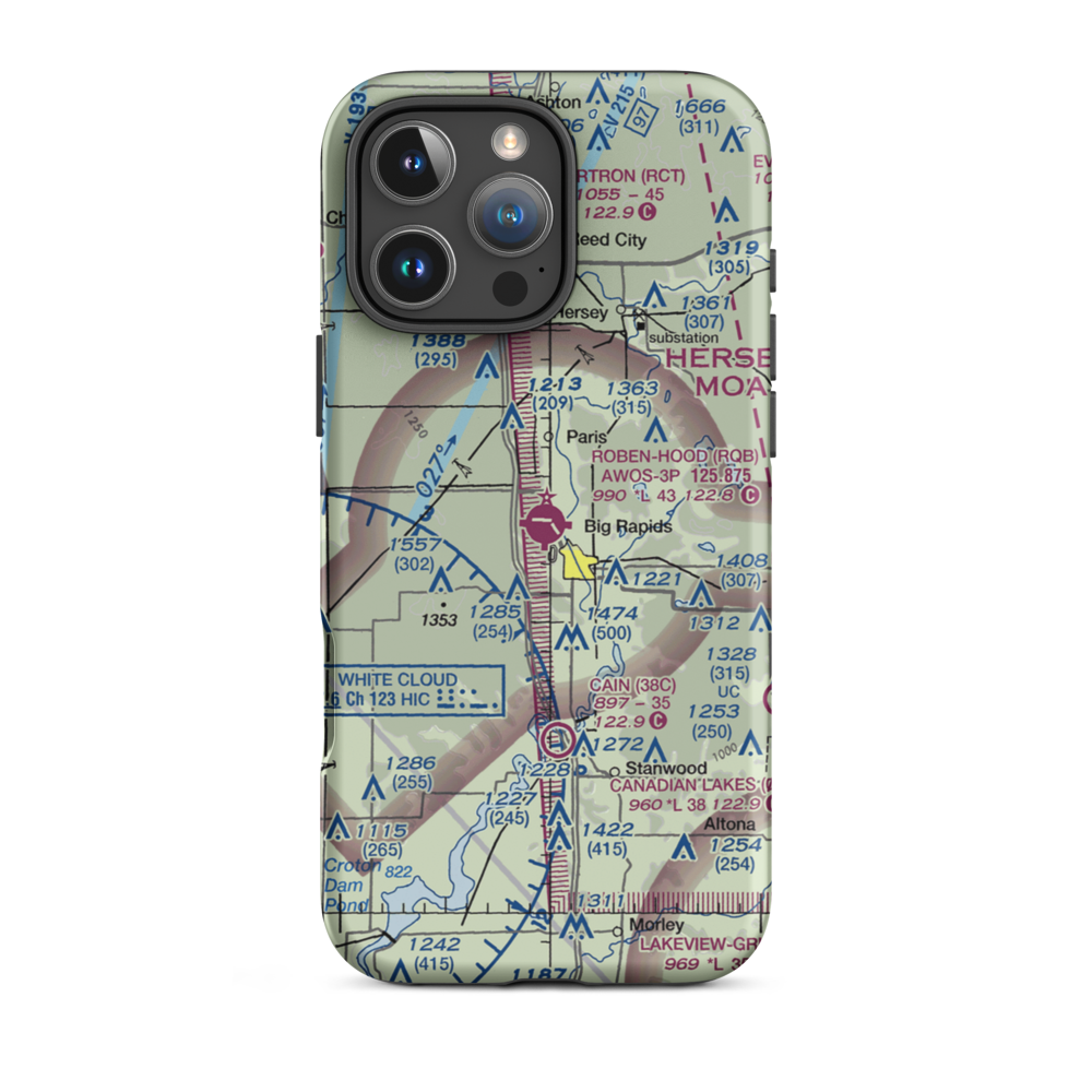 Roben Hood Airport (RQB) VFR Sectional  Tough iPhone Case iPhone 16 Pro Max model shown