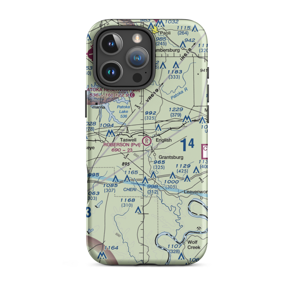 Roberson Airport (IN80) VFR Sectional  Tough iPhone Case iPhone 16 Pro Max model shown