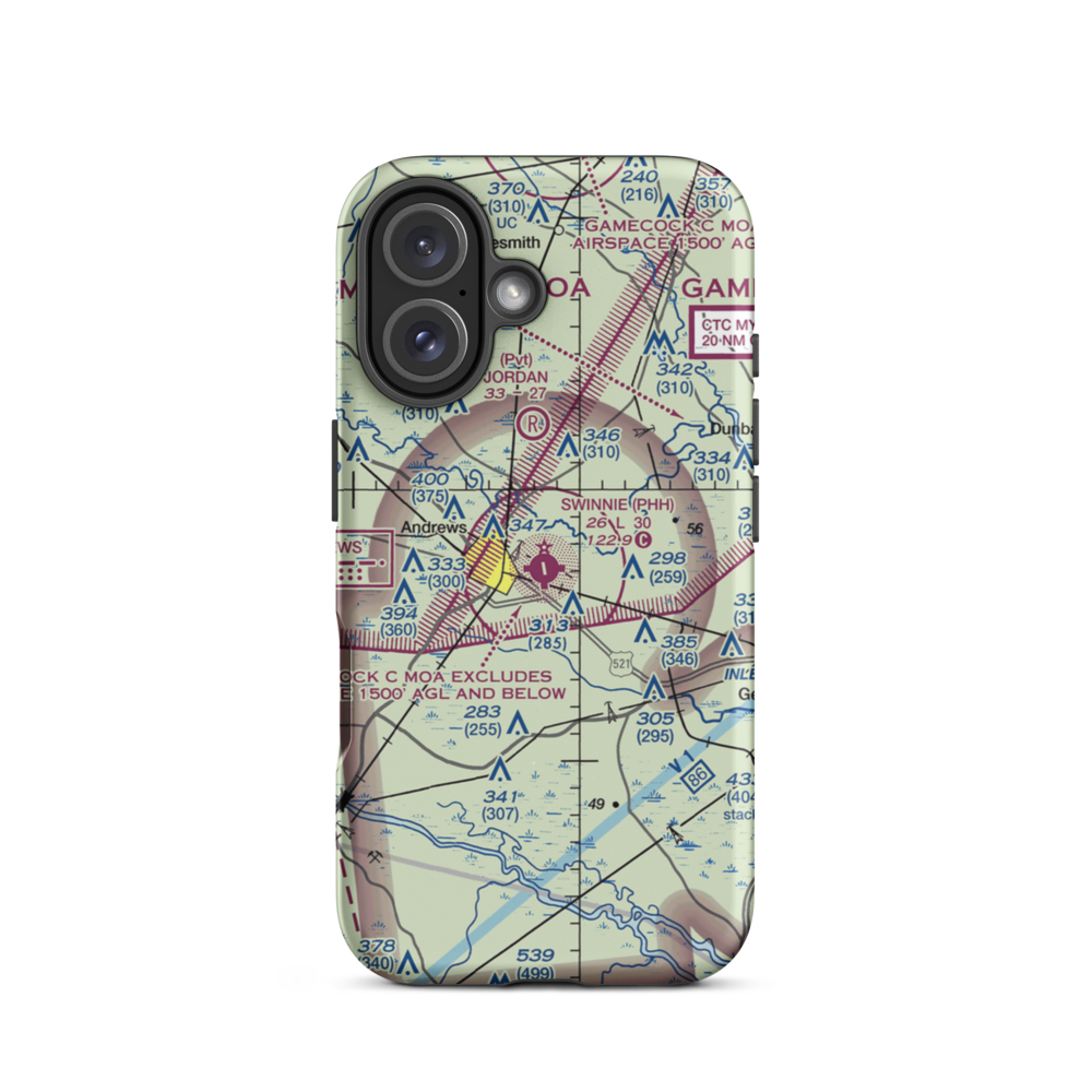Robert F Swinnie Airport (PHH) VFR Sectional  Tough iPhone Case iPhone 16 model shown