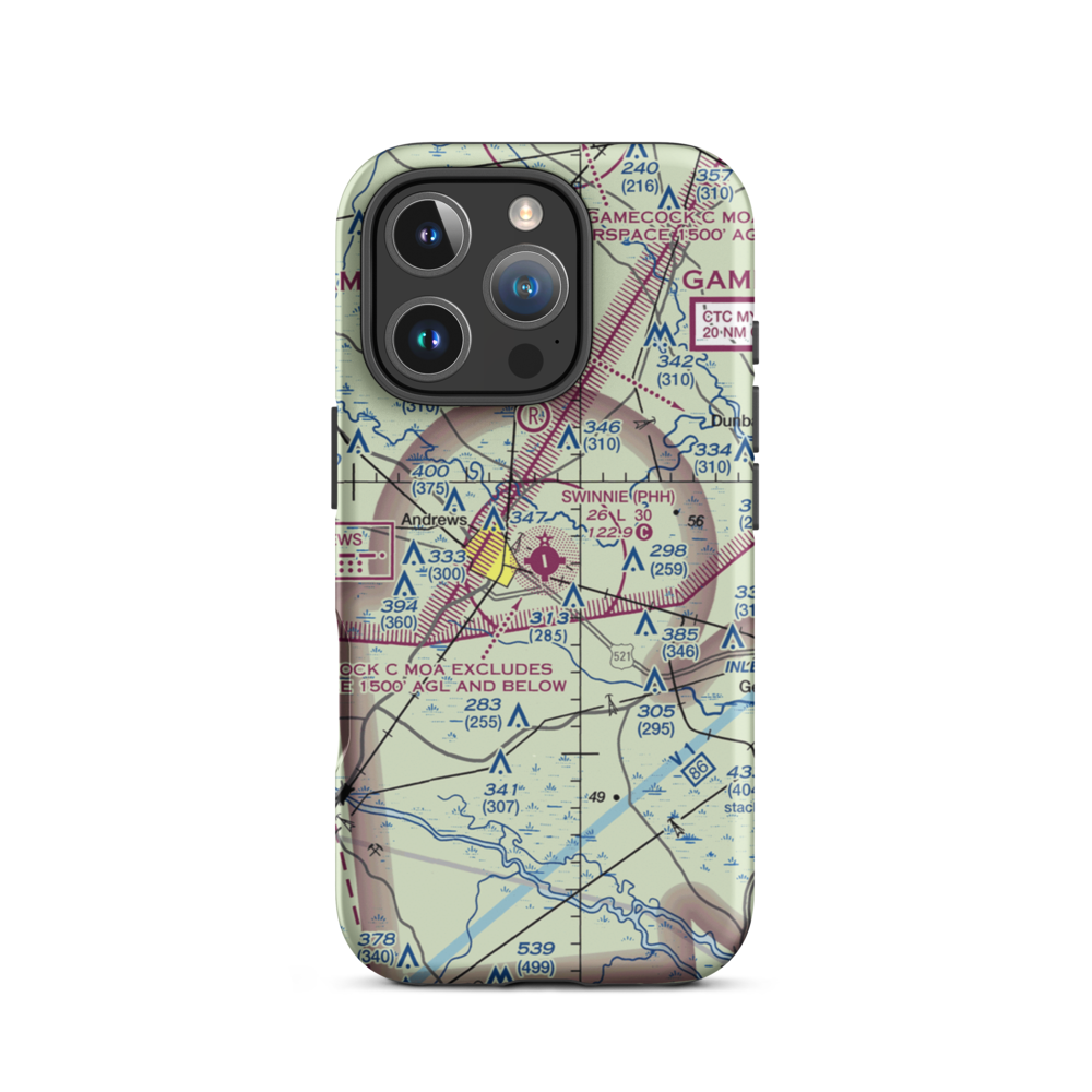 Robert F Swinnie Airport (PHH) VFR Sectional  Tough iPhone Case iPhone 16 Pro model shown