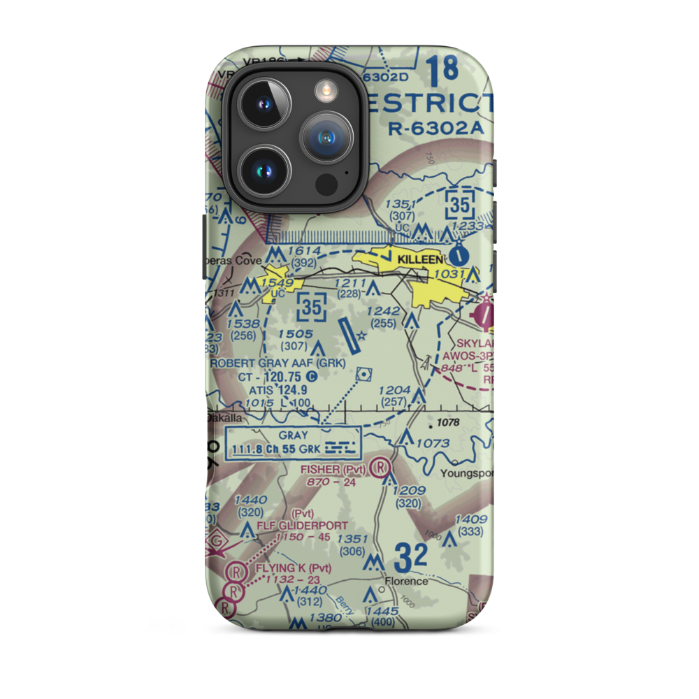 Robert Gray  Army Air Field Airport (GRK) VFR Sectional  Tough iPhone Case iPhone 16 Pro Max model shown