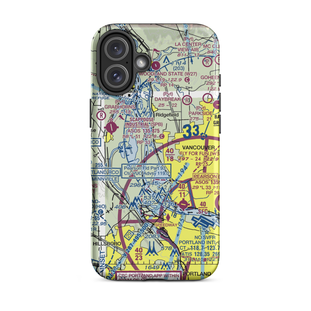 Robert L Delanoy Airport (28WA) VFR Sectional  Tough iPhone Case iPhone 16 Plus model shown