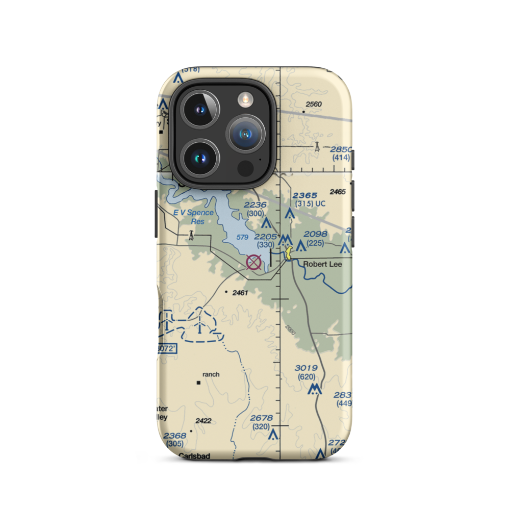 Robert Lee Airport (54F) VFR Sectional  Tough iPhone Case iPhone 16 Pro model shown