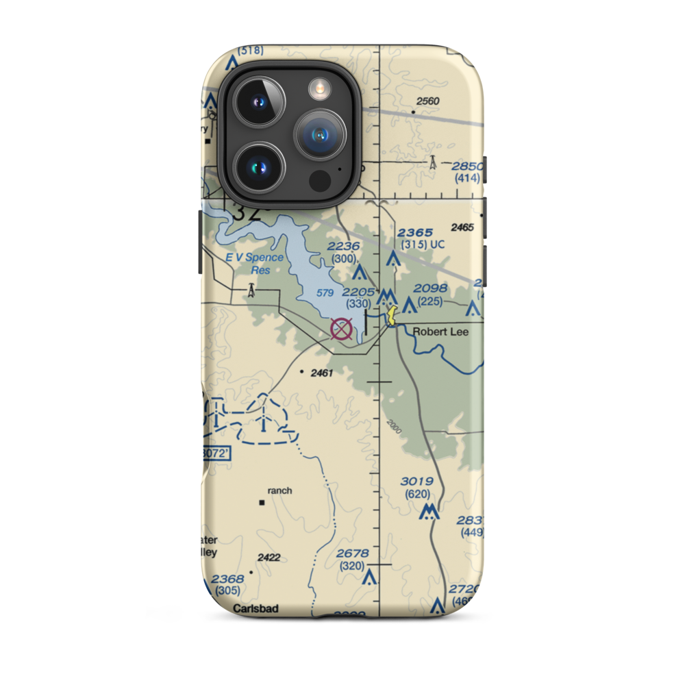 Robert Lee Airport (54F) VFR Sectional  Tough iPhone Case iPhone 16 Pro Max model shown