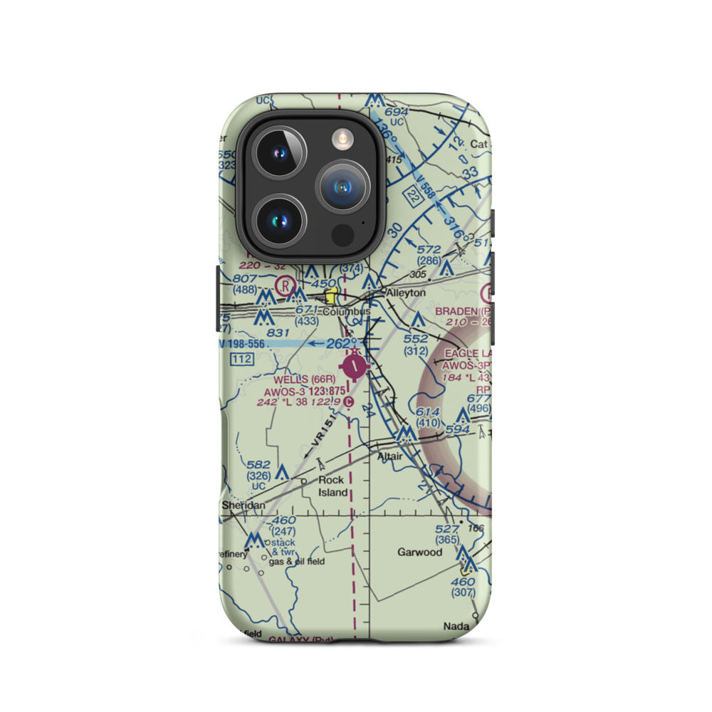 Robert R Wells Jr Airport (66R) VFR Sectional  Tough iPhone Case iPhone 16 Pro model shown