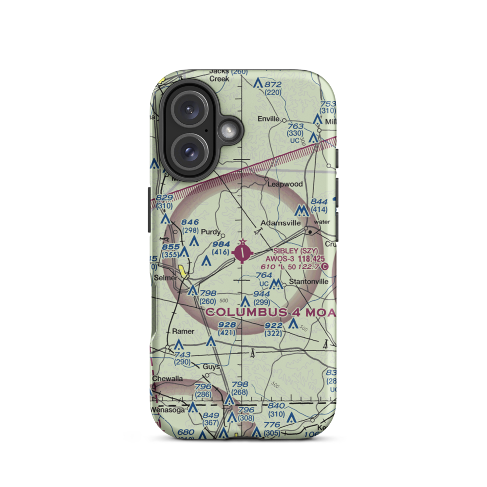 Robert Sibley Airport (SZY) VFR Sectional  Tough iPhone Case iPhone 16 model shown