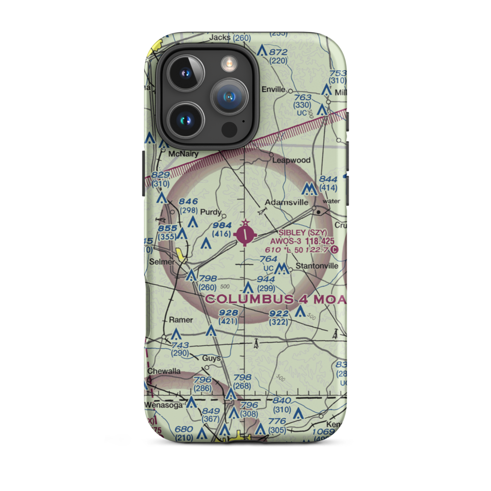 Robert Sibley Airport (SZY) VFR Sectional  Tough iPhone Case iPhone 16 Pro Max model shown