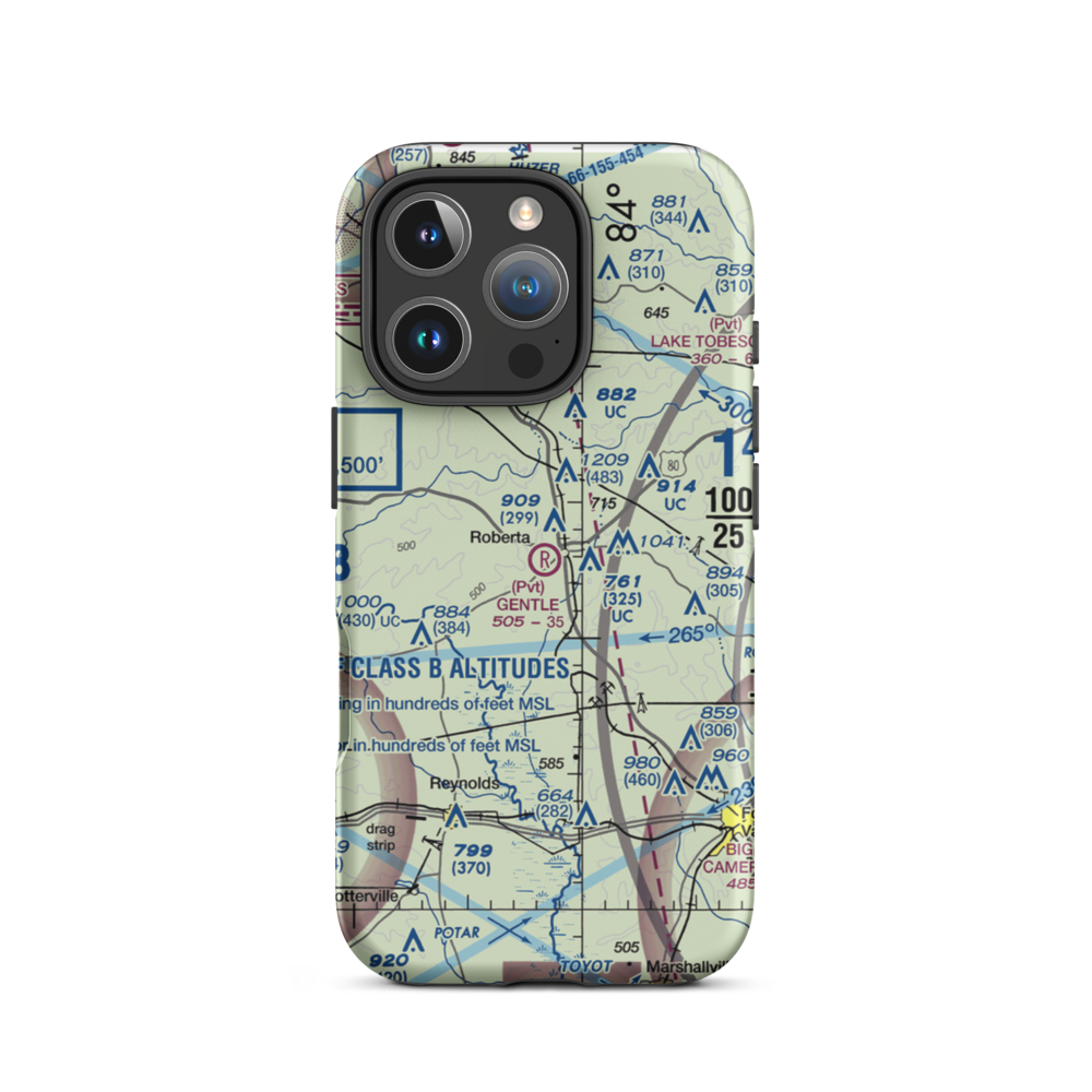 Roberta Industrial Park Airport (0GA9) VFR Sectional  Tough iPhone Case iPhone 16 Pro model shown
