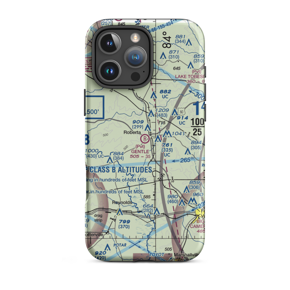 Roberta Industrial Park Airport (0GA9) VFR Sectional  Tough iPhone Case iPhone 16 Pro Max model shown
