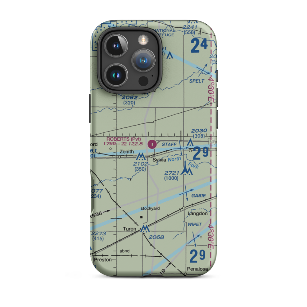 Roberts Air Field (SN95) VFR Sectional  Tough iPhone Case iPhone 16 Pro Max model shown