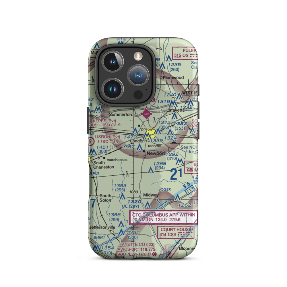 Roberts Airport (OH88) VFR Sectional  Tough iPhone Case iPhone 16 Pro model shown