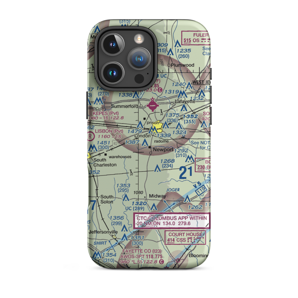 Roberts Airport (OH88) VFR Sectional  Tough iPhone Case iPhone 16 Pro Max model shown