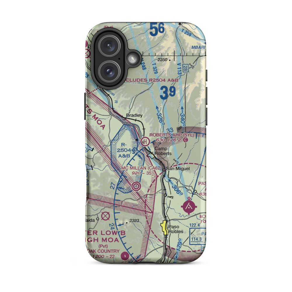 Roberts Army Heliport (SYL) VFR Sectional  Tough iPhone Case iPhone 16 Plus model shown