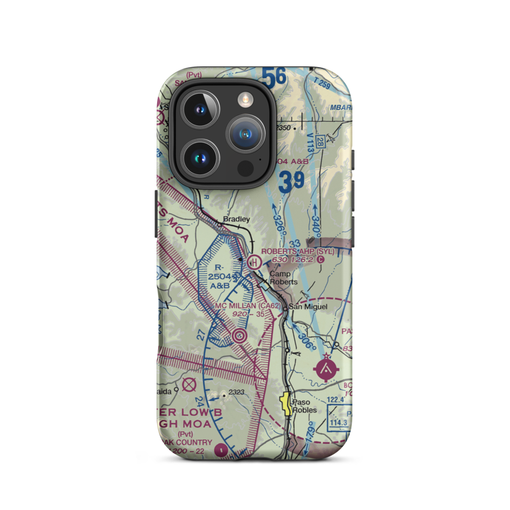 Roberts Army Heliport (SYL) VFR Sectional  Tough iPhone Case iPhone 16 Pro model shown