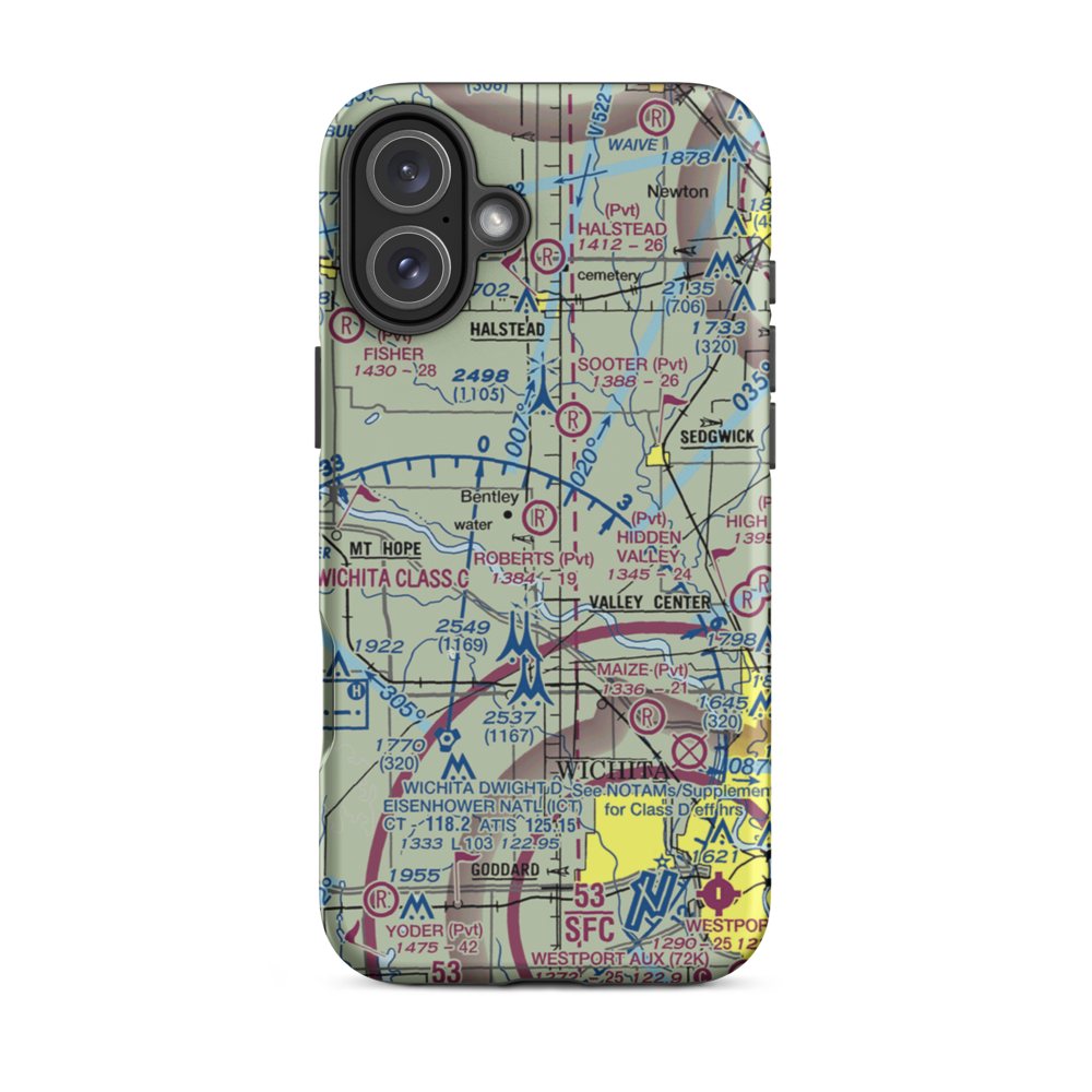 Roberts Field (SN62) VFR Sectional  Tough iPhone Case iPhone 16 Plus model shown