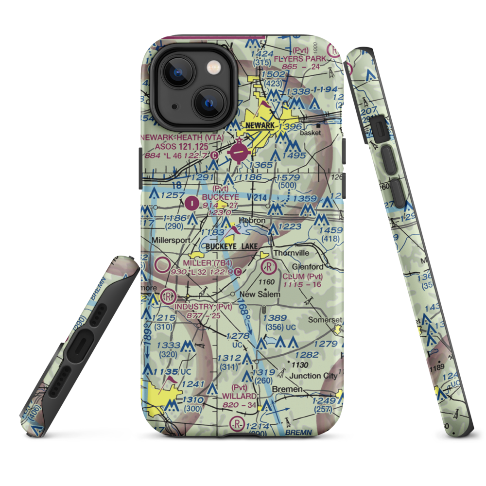 Roberts Field (US-1048) VFR Sectional  Tough iPhone Case iPhone 14 Plus model shown