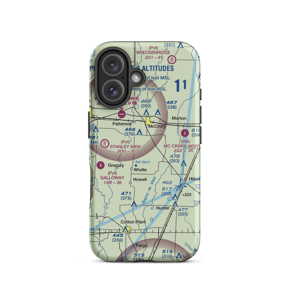 Robertson Airport (9AR0) VFR Sectional  Tough iPhone Case iPhone 16 model shown