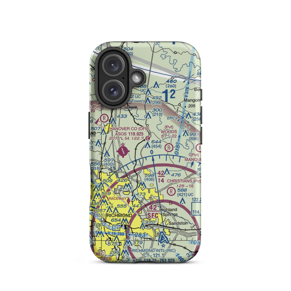 Robertson Airport (VA49) VFR Sectional  Tough iPhone Case iPhone 16 model shown