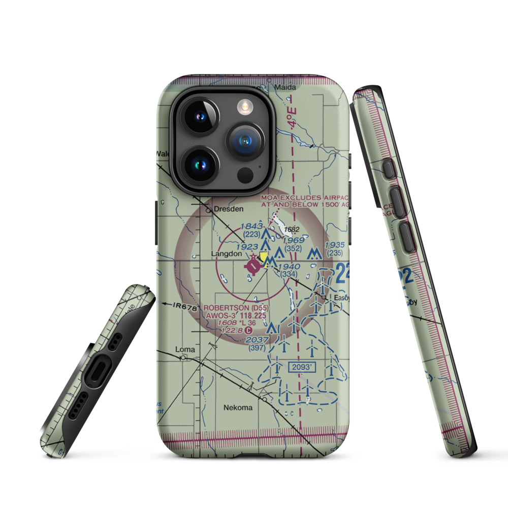 Robertson Field (D55) VFR Sectional  Tough iPhone Case iPhone 15 Pro model shown