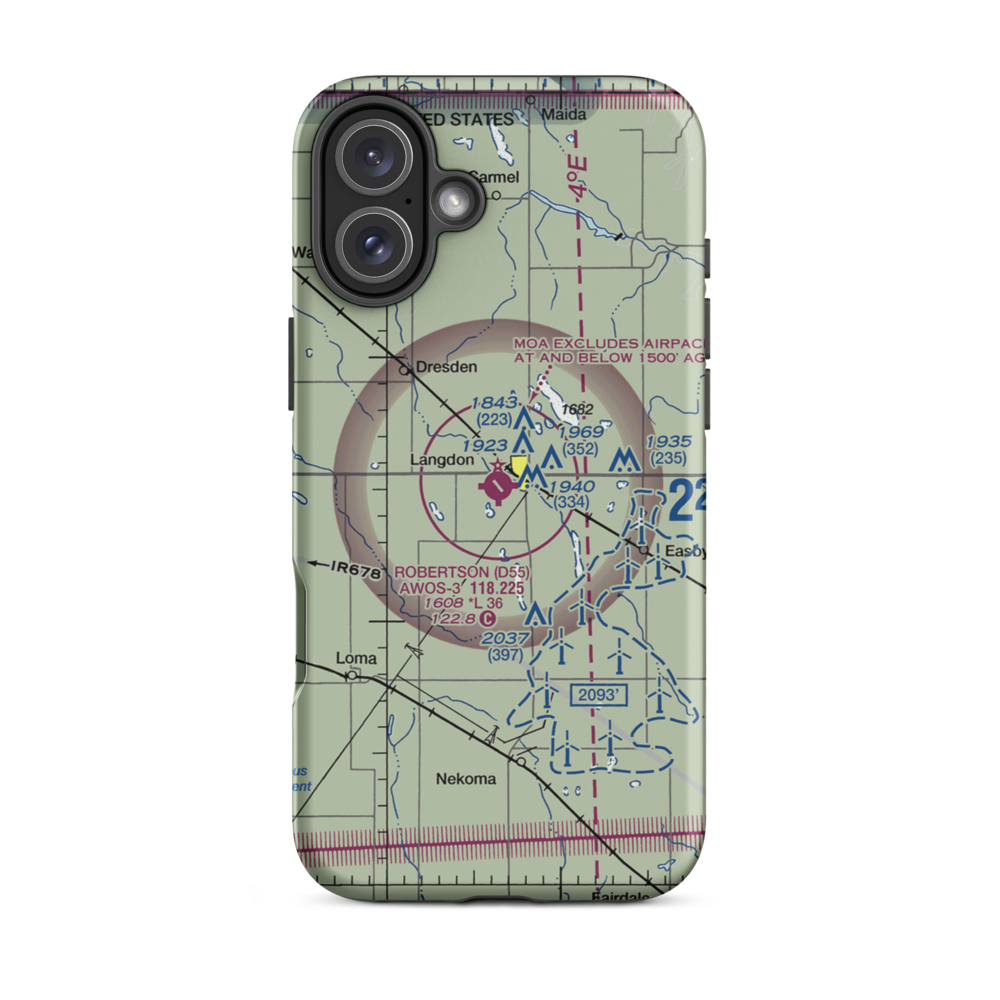 Robertson Field (D55) VFR Sectional  Tough iPhone Case iPhone 16 Plus model shown
