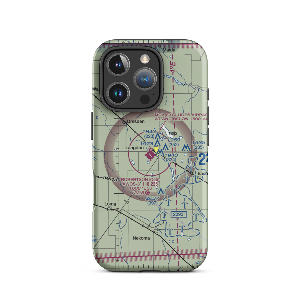 Robertson Field (D55) VFR Sectional  Tough iPhone Case iPhone 16 Pro model shown