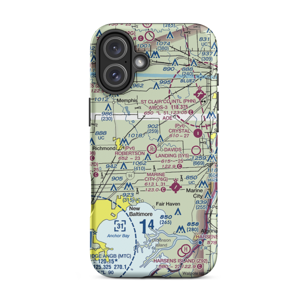 Robertson Field (MI99) VFR Sectional  Tough iPhone Case iPhone 16 Plus model shown