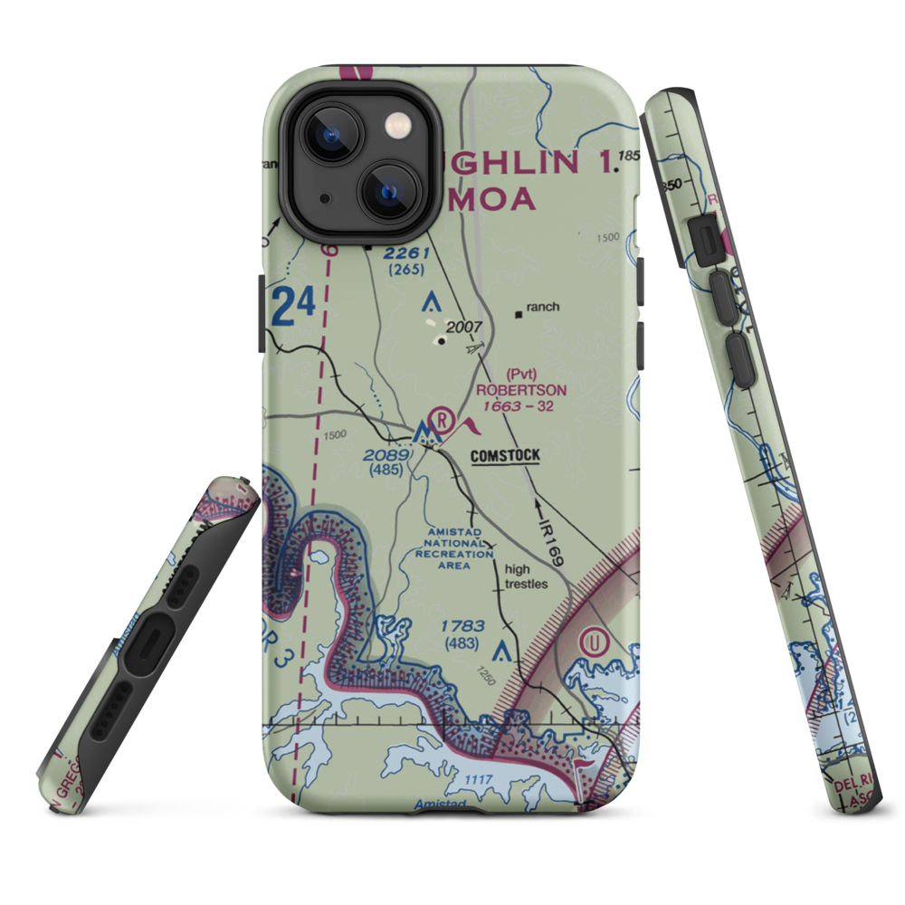 Robertson Ranch Airport (0TE0) VFR Sectional  Tough iPhone Case iPhone 14 Plus model shown