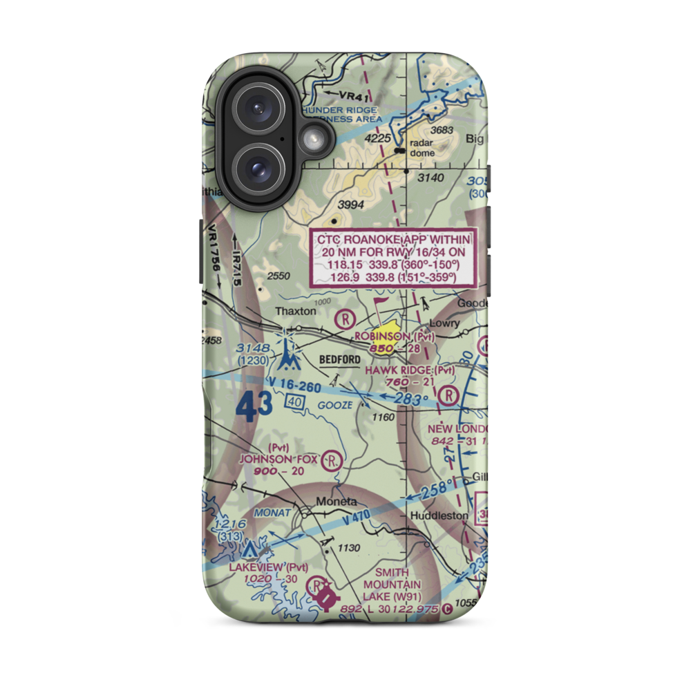 Robinson Airport (VG25) VFR Sectional  Tough iPhone Case iPhone 16 Plus model shown