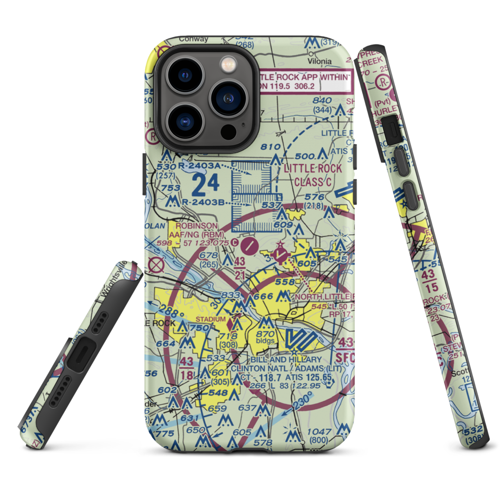 Robinson Army Air Field (RBM) VFR Sectional  Tough iPhone Case iPhone 13 Pro Max model shown