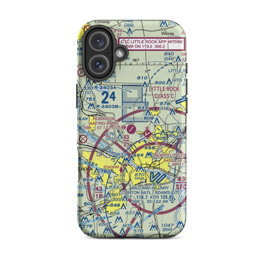 Robinson Army Air Field (RBM) VFR Sectional  Tough iPhone Case iPhone 16 Plus model shown