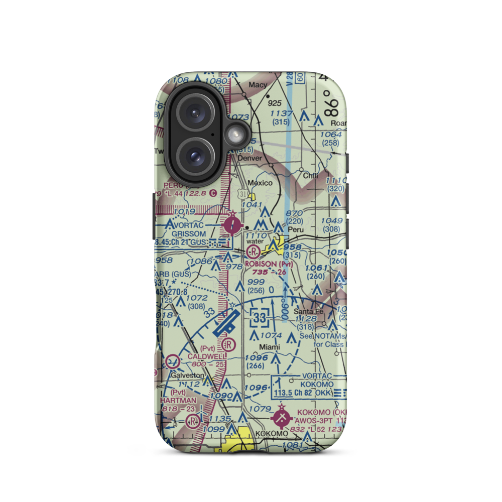 Robison Airport (IN33) VFR Sectional  Tough iPhone Case iPhone 16 model shown