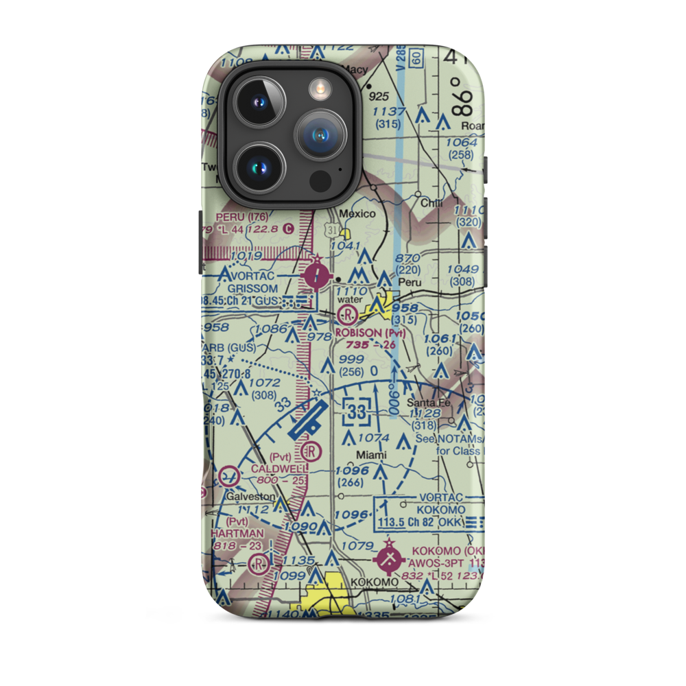 Robison Airport (IN33) VFR Sectional  Tough iPhone Case iPhone 16 Pro Max model shown