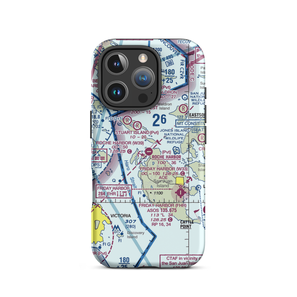 Roche Harbor Airport (RCE) VFR Sectional  Tough iPhone Case iPhone 16 Pro model shown