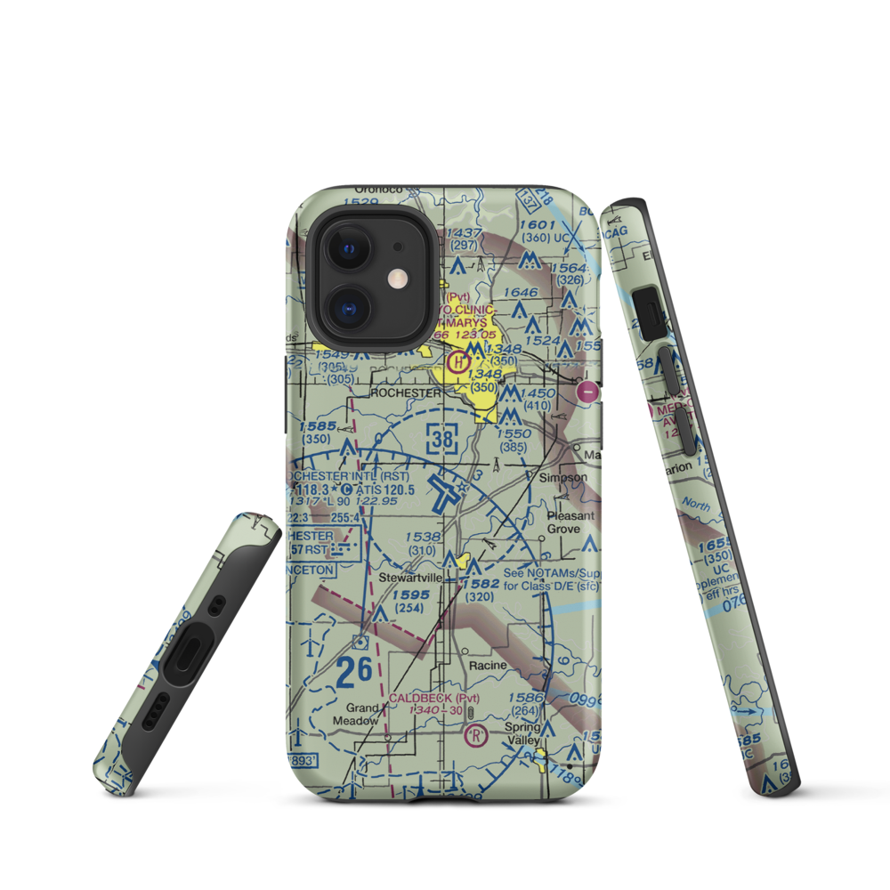 Rochester International Airport (RST) VFR Sectional  Tough iPhone Case iPhone 12 mini model shown