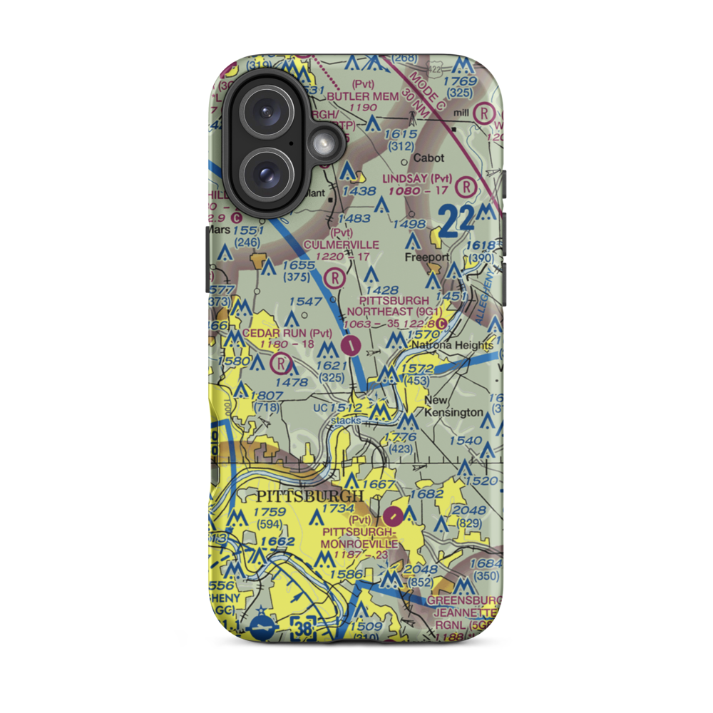 Rock Airport (9G1) VFR Sectional  Tough iPhone Case iPhone 16 Plus model shown