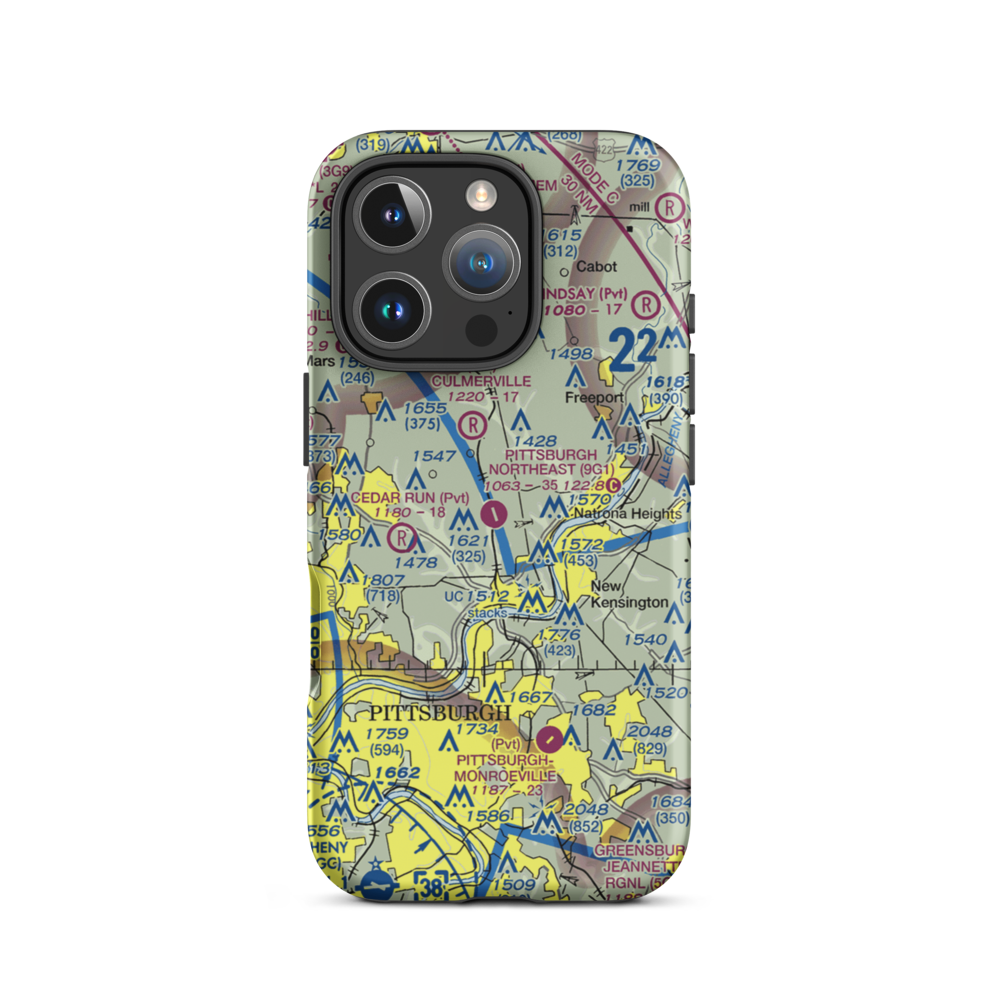 Rock Airport (9G1) VFR Sectional  Tough iPhone Case iPhone 16 Pro model shown