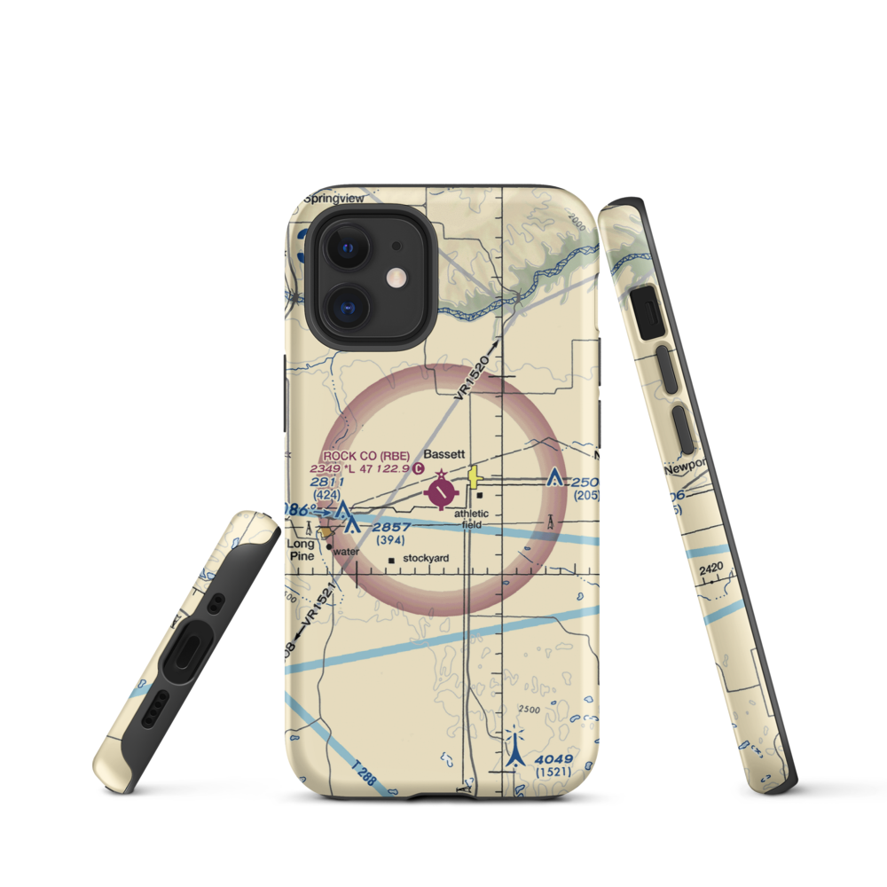 Rock County Airport (RBE) VFR Sectional  Tough iPhone Case iPhone 12 mini model shown