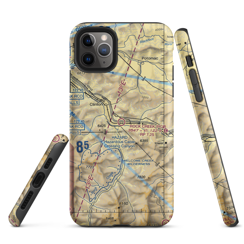 Rock Creek Airport (RC0) VFR Sectional  Tough iPhone Case iPhone 11 Pro Max model shown