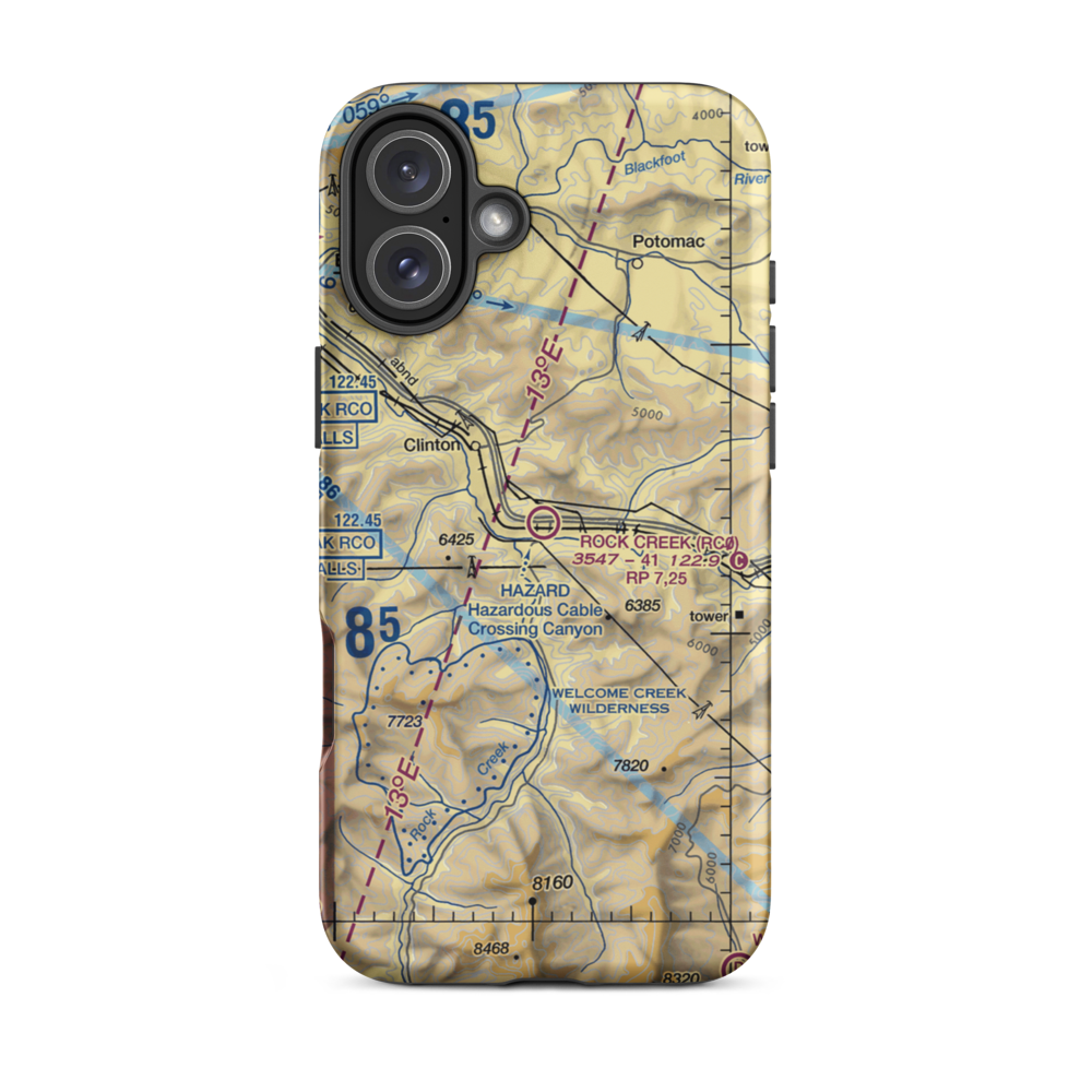 Rock Creek Airport (RC0) VFR Sectional  Tough iPhone Case iPhone 16 Plus model shown