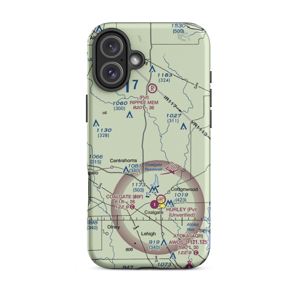 Rock Creek Farm Airport (0OK4) VFR Sectional  Tough iPhone Case iPhone 16 Plus model shown