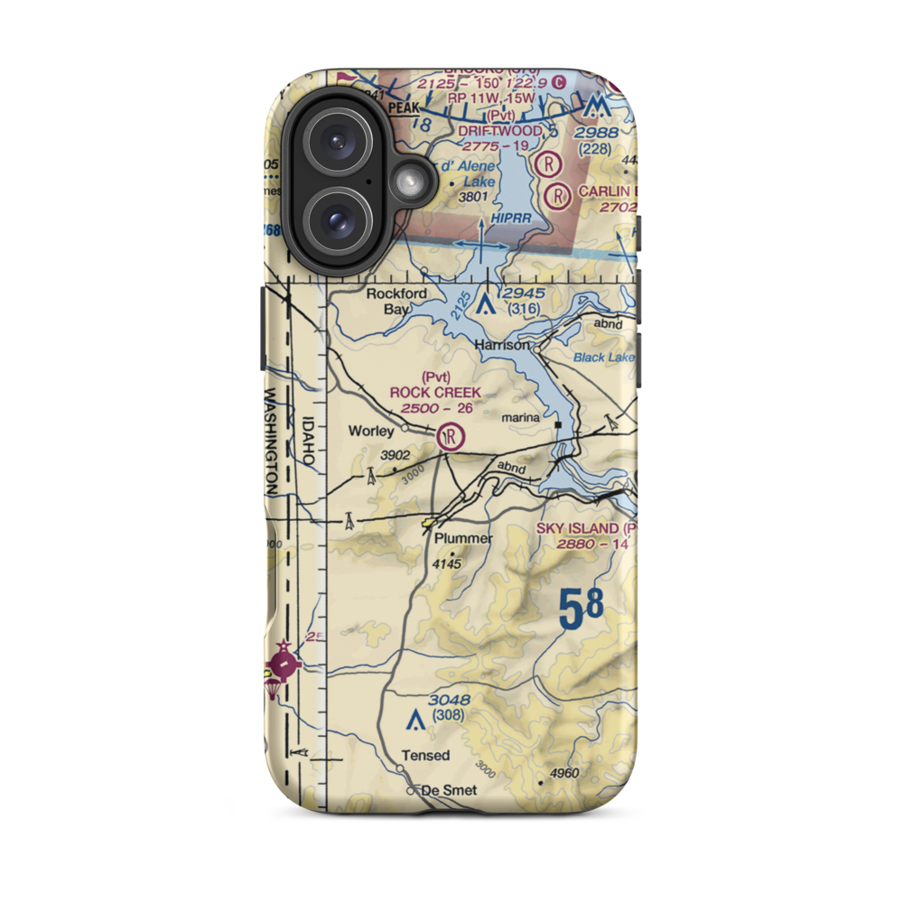 Rock Creek Farm Airport (ID23) VFR Sectional  Tough iPhone Case iPhone 16 Plus model shown