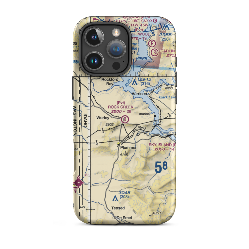 Rock Creek Farm Airport (ID23) VFR Sectional  Tough iPhone Case iPhone 16 Pro Max model shown