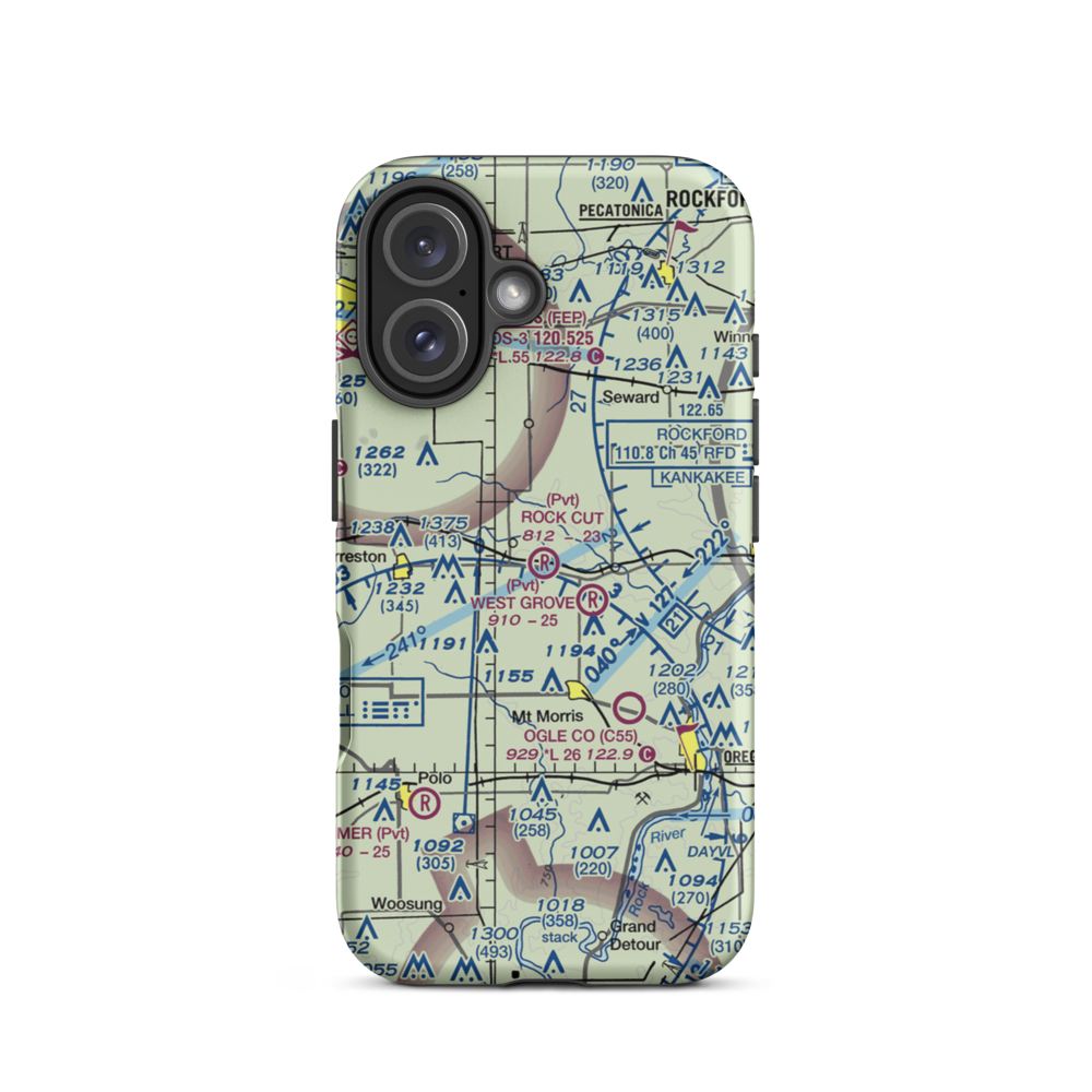 Rock Cut Farms Airport (48LL) VFR Sectional  Tough iPhone Case iPhone 16 model shown