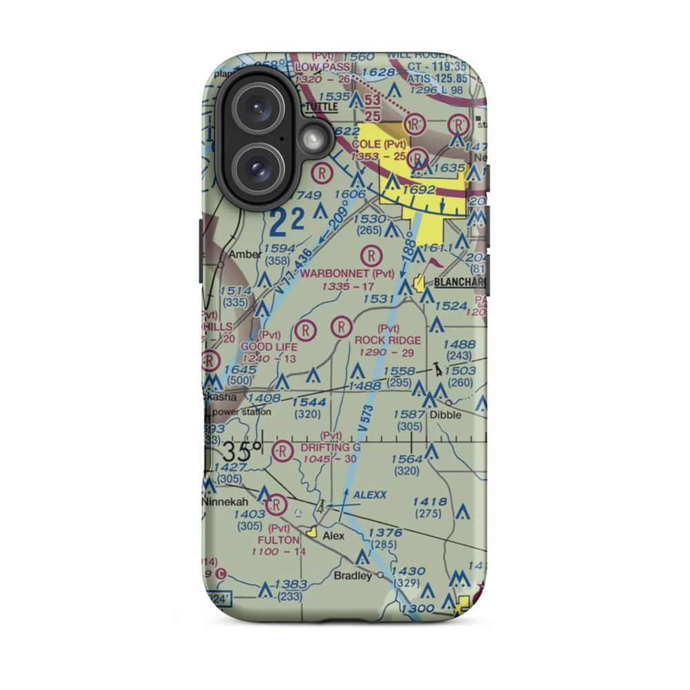 Rock Ridge Airport (2OK3) VFR Sectional  Tough iPhone Case iPhone 16 Plus model shown