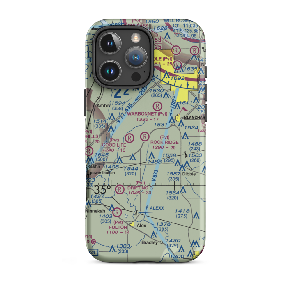 Rock Ridge Airport (2OK3) VFR Sectional  Tough iPhone Case iPhone 16 Pro Max model shown