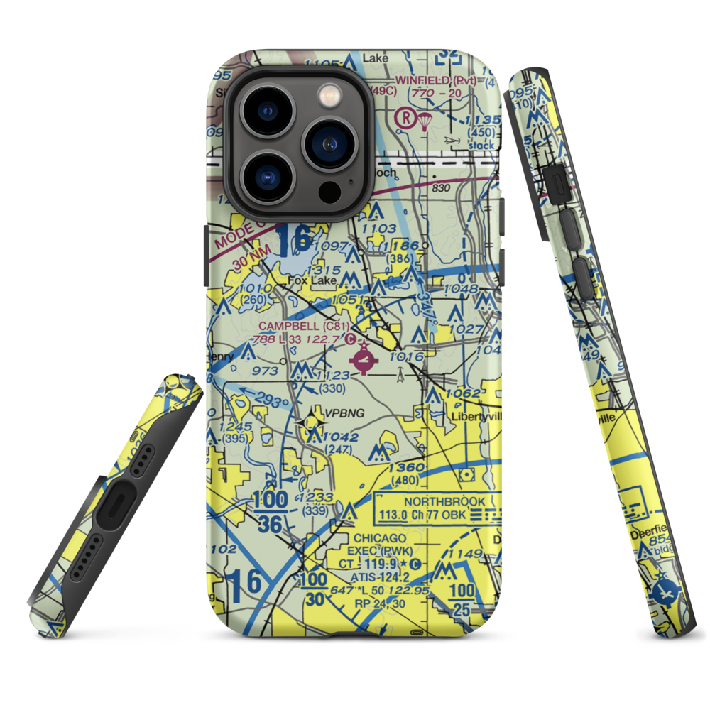 Rockenbach Airport (LL97) VFR Sectional  Tough iPhone Case iPhone 14 Pro Max model shown