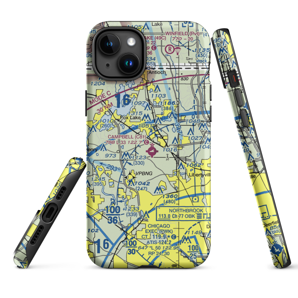 Rockenbach Airport (LL97) VFR Sectional  Tough iPhone Case iPhone 15 Plus model shown
