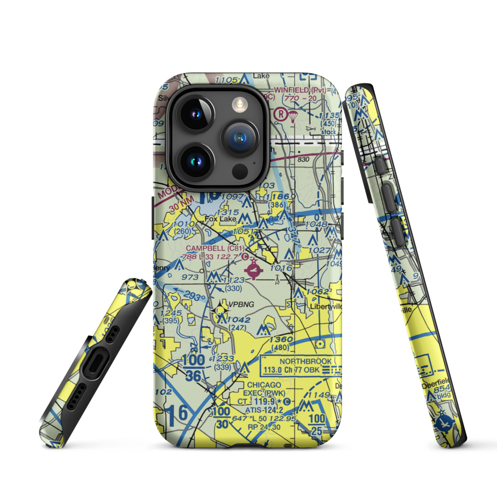 Rockenbach Airport (LL97) VFR Sectional  Tough iPhone Case iPhone 15 Pro model shown