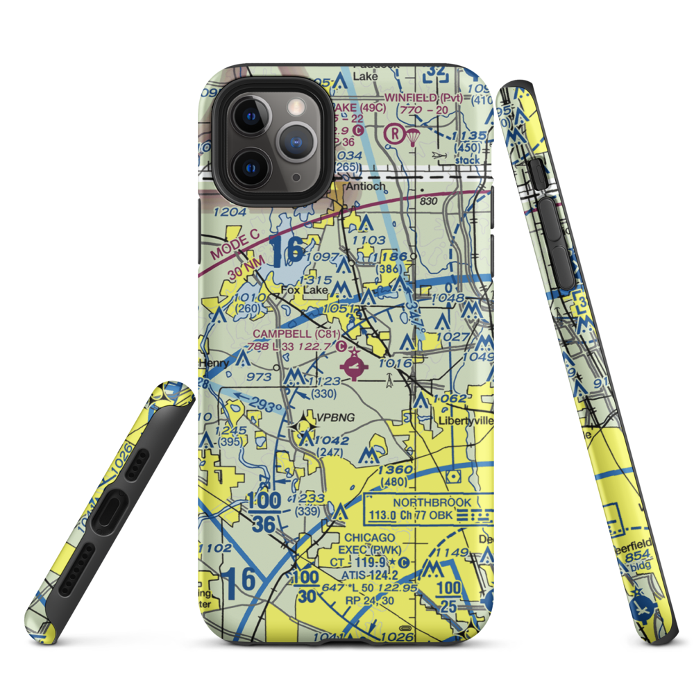 Rockenbach Airport (LL97) VFR Sectional  Tough iPhone Case iPhone 11 Pro Max model shown