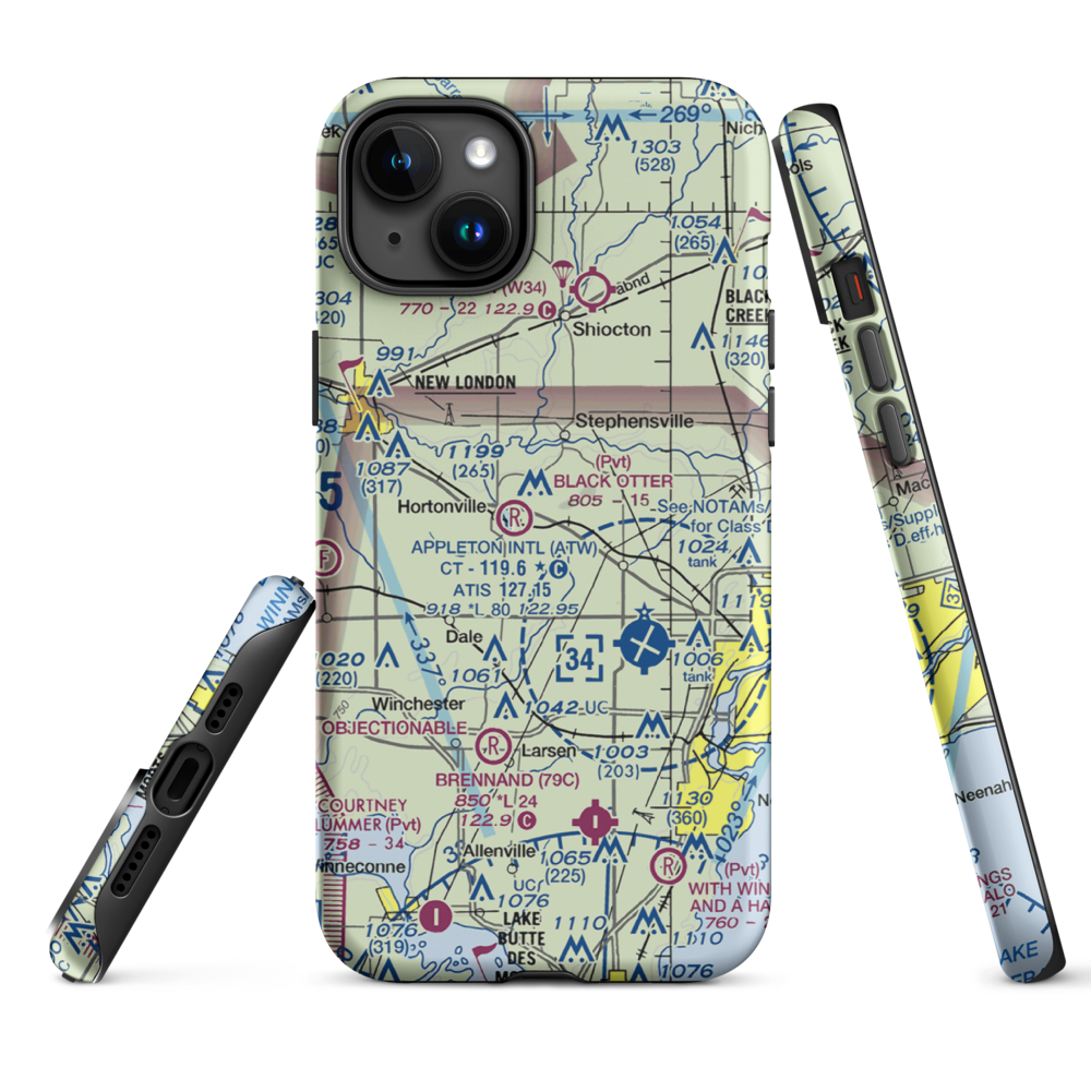 Rocket City Airport (WI22) VFR Sectional  Tough iPhone Case iPhone 15 Plus model shown
